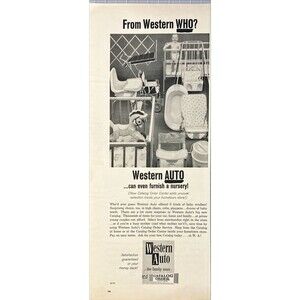 Western Auto the Family Store "Can even furnish a nursery" Vintage Print Ad 1964